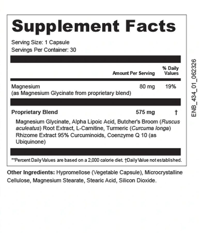 The Lungora Supplement Facts panel: magnesium 80 mg at 19% of the Daily Value, and a proprietary blend of 575 mg naming six ingredients